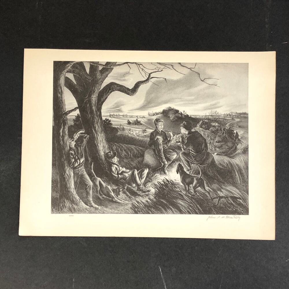 John De Martelly "Blue Valley Fox Hunt" 1930s Art Print Collection Sketch Vtg